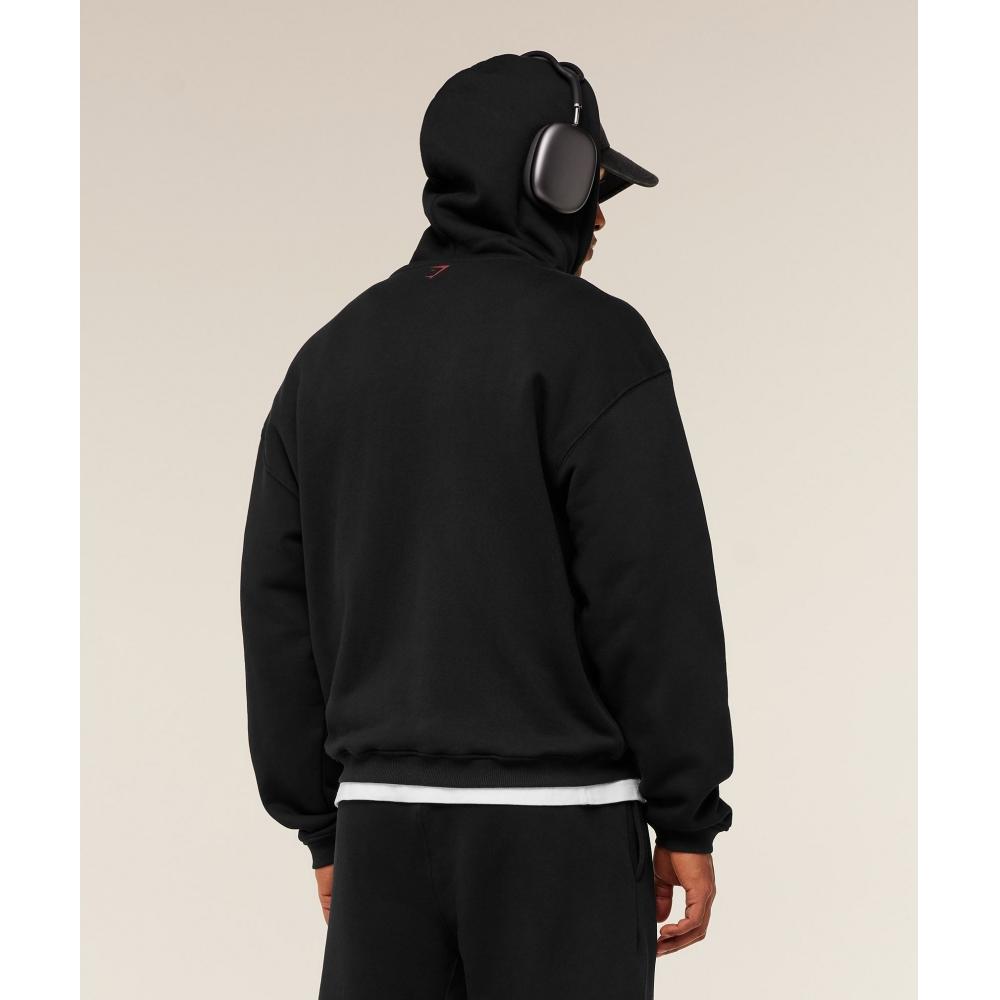 Gymshark Fade Graphic Zip Through Hoodie Black Sets Red A4c9i Rb30