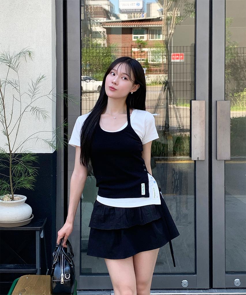 PLASMA SPHERE 2-Way Duet Mini Frill Flare Layered Wrap Skirt_ 2 Colors