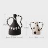 Ceramic Vase Black and White Dots Flower Vase Geometric Stripes Abstract Handle Flower Arrangement Pot Home Decoration