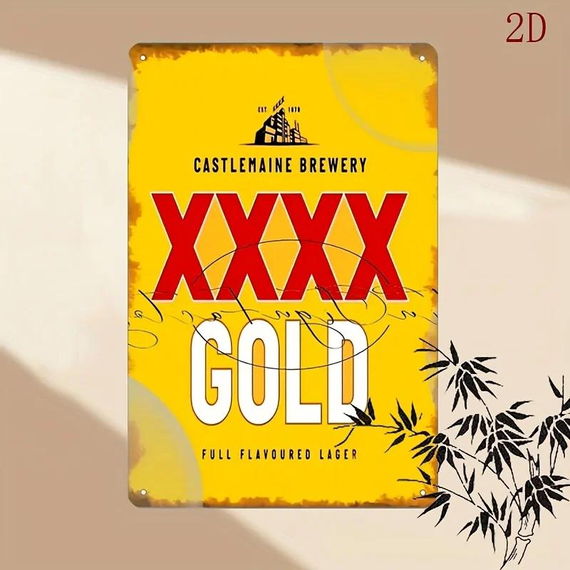 

Пивоварня Castlemaine XXXX Золотое Пиво Металлическая Банка Вывеска Ретро Настенное Искусство с Предварительно Просверленными Отверстиями Устойчивая к Погоде Жестяная Декорация 20x30cm（7.8x11.8inch）