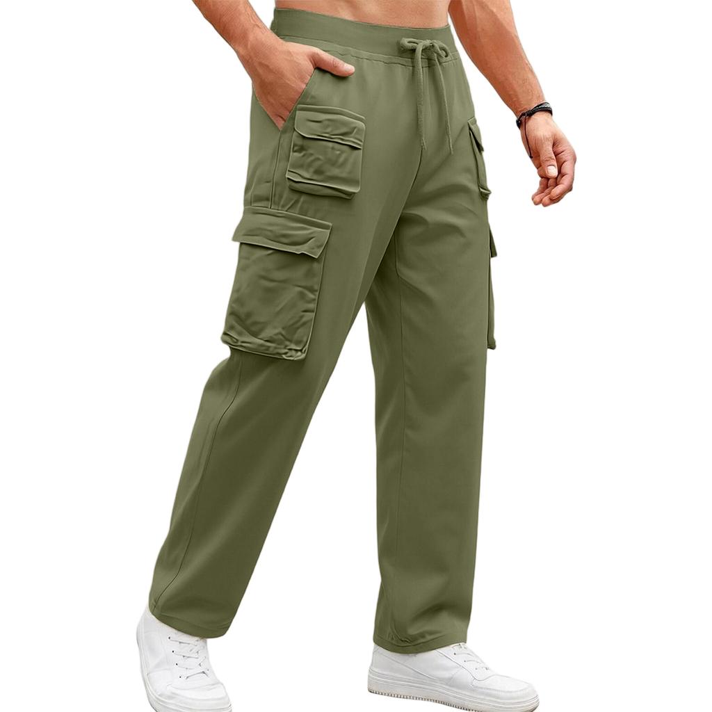 Men's Cargo Pants Straight Leg Multi-Pocket Casual Outdoor Twill Trousers