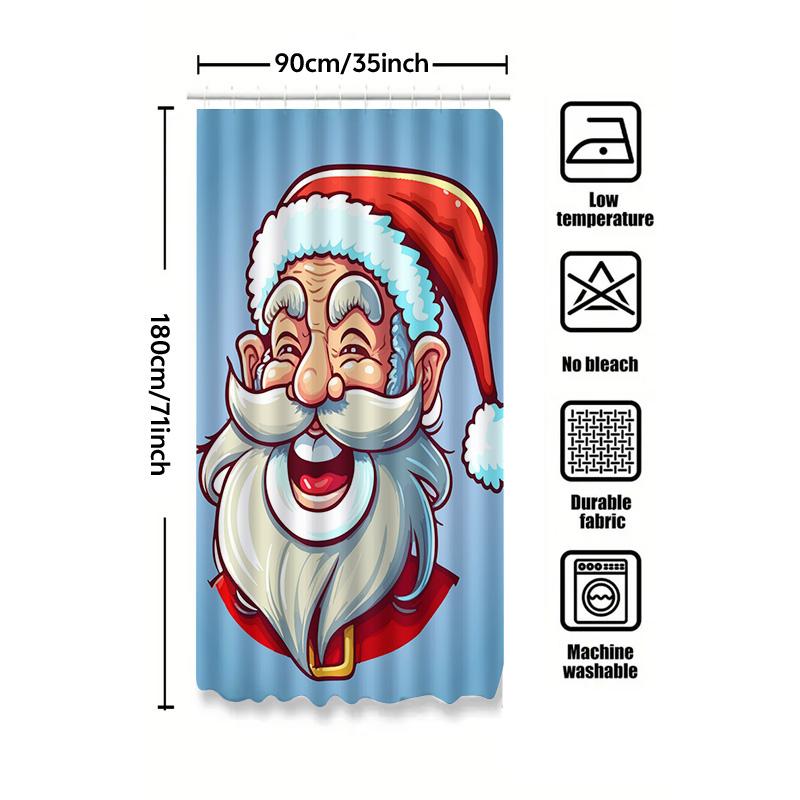 Tu Christmas Shower Curtain Santa Claus Festive Holiday Bathroom Decor Set Waterproof Holiday Decor Modern Farmhouse Xmas Gift