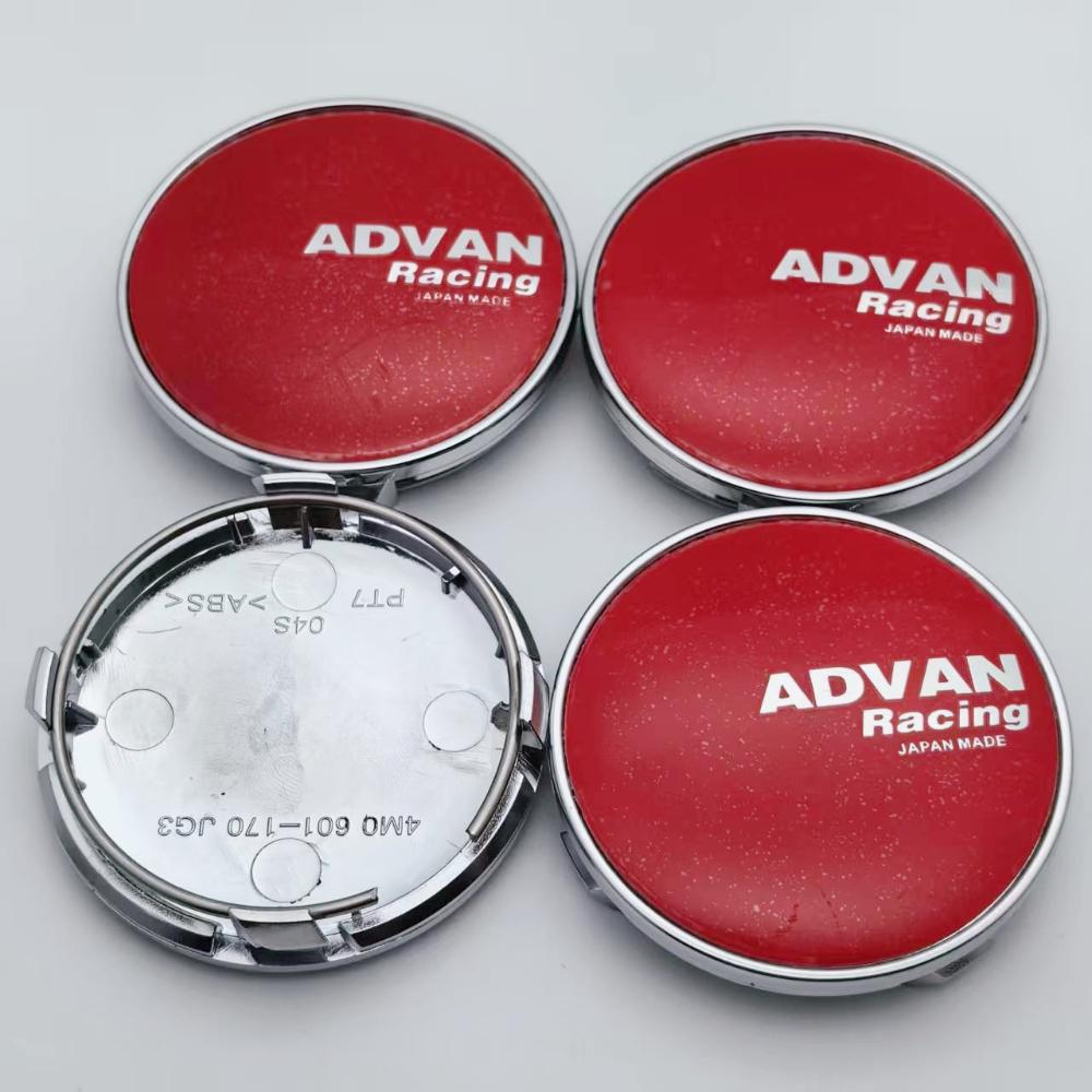 4pcs 61mm ADVAN Racing Logo Emblem Car Wheel Center Caps Wheel Hubcaps Rims Center Dust Cover Replace Car Styling Accessories