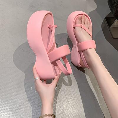 Trend Damen Keilsandalen Rutschfeste Pantoletten Plateau Knöchelriemen Slingback Leichte Damenschuhe Sandalias De Mujer
