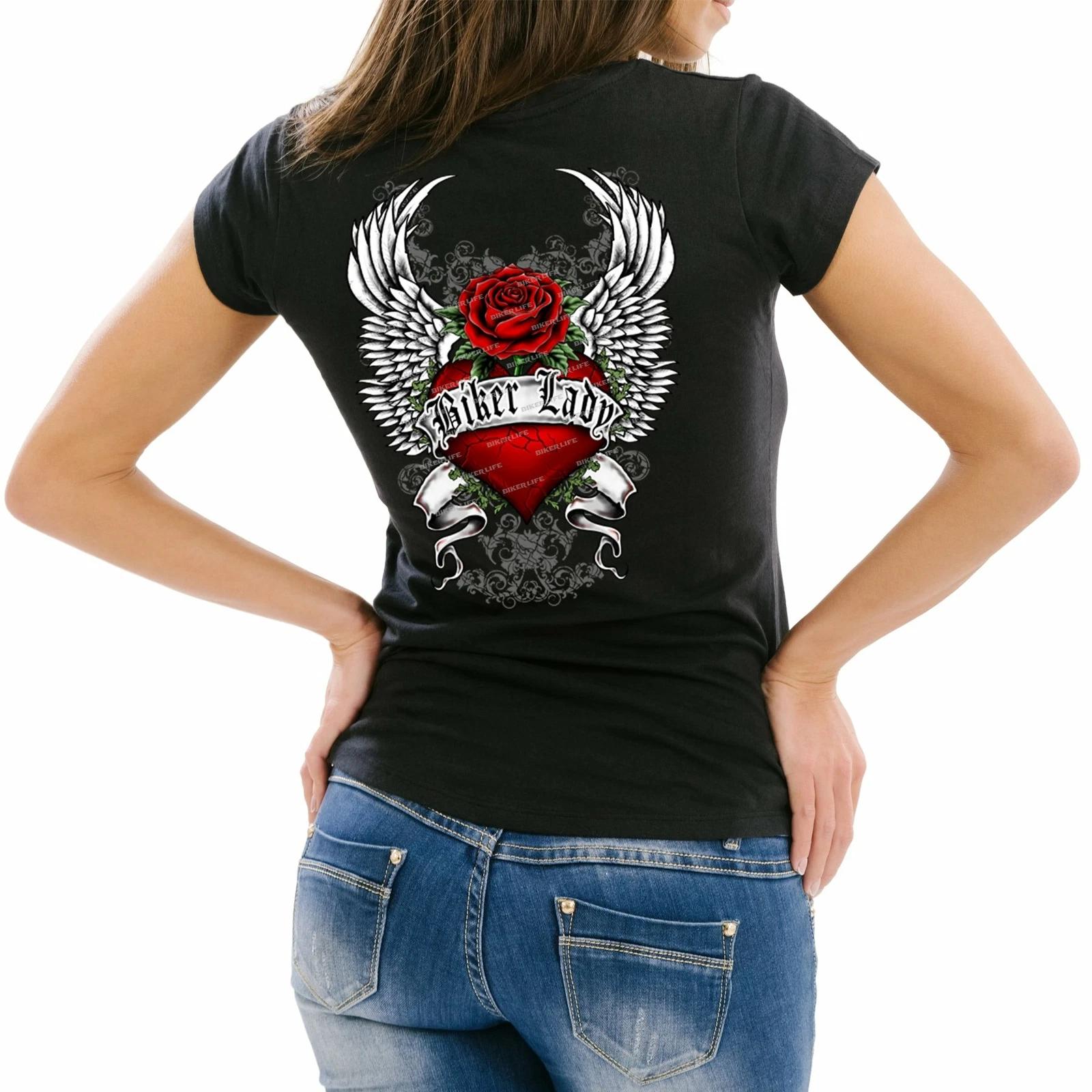 Jr. Cut Biker Lady Heart Of An Angel T-Shirt L