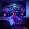 2D Flaches UV Neon Baum Hintergrund Banner - Leuchtende Ornamente & Sternenhimmel Anime Wandteppich, Polyester Foto Hintergrund für Schlafzimmer (Kostenlose Installation)