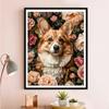 5d DIY Diamond Painting Cross Stitch Cute Animal Pet Corgi Flowers Diamond Embroidery Mosaic Full Round Drill Home Decor
