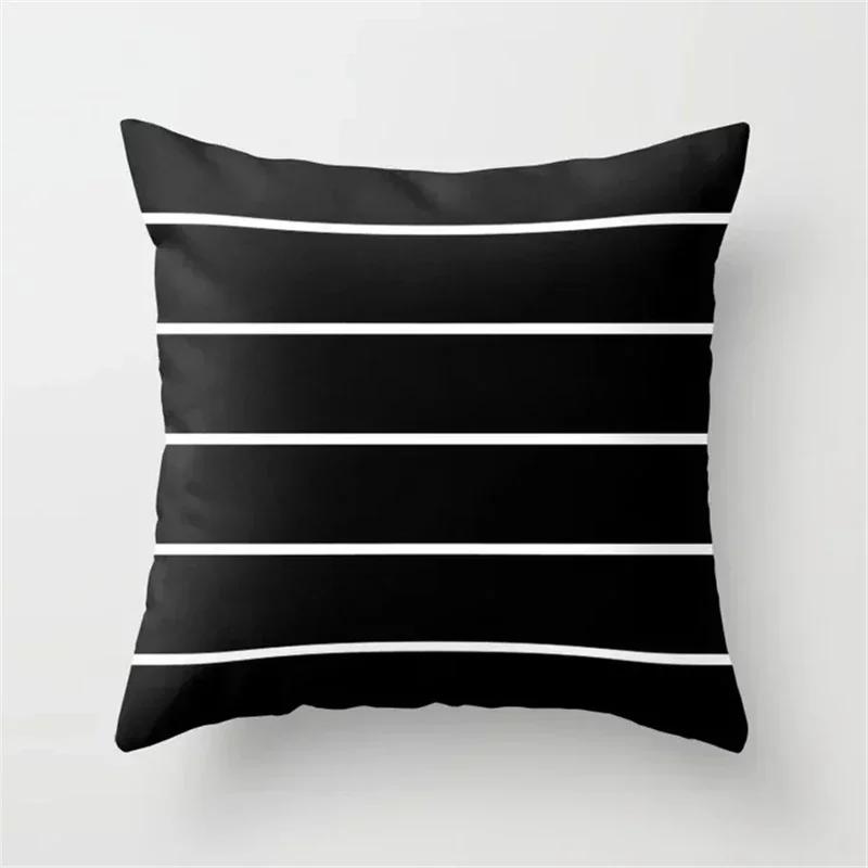 Black and White Cushion Cover Geometric Polyester Throw Pillow Covers Decorative 45x45cm Couch Pillows Fashion Nordic Pillowcase