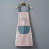 Waterproof & Stain-Resistant Coral Fleece Kitchen Apron - Wreath Rabbit Design, Halter Neck, Korean Style Cartoon.