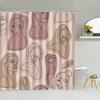 Line Art Shower Curtain for Bathroom Accessories Folding Partition Curtains Bath Bedrooms Houses Rooms Quarto Waterproof FaXT6