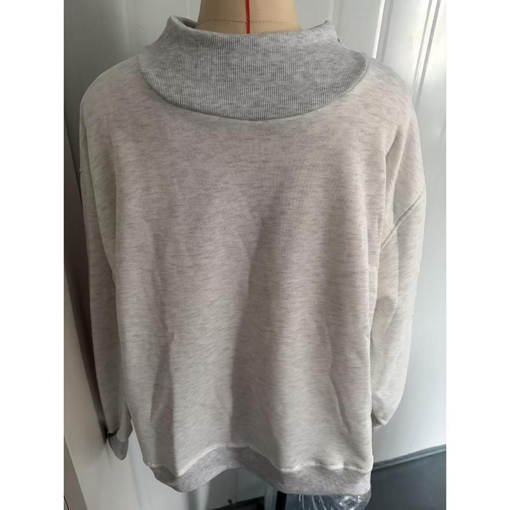 Women's High Neck Pullover Casual Sweatshirt Long Sleeve Fleece Top For European American Sports