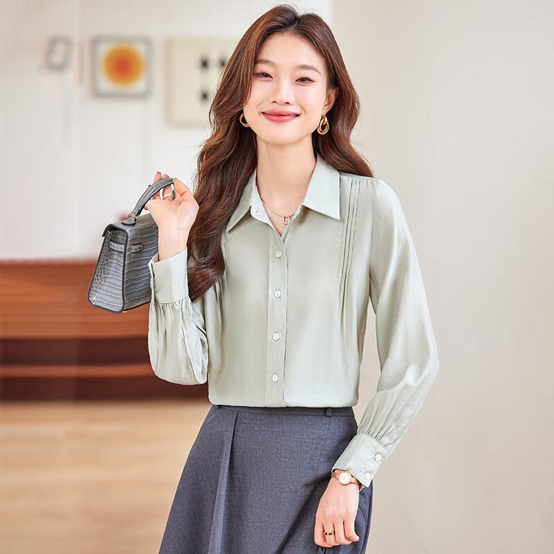 Tluoman Women s Long-Sleeve Professional Chiffon Shirt L