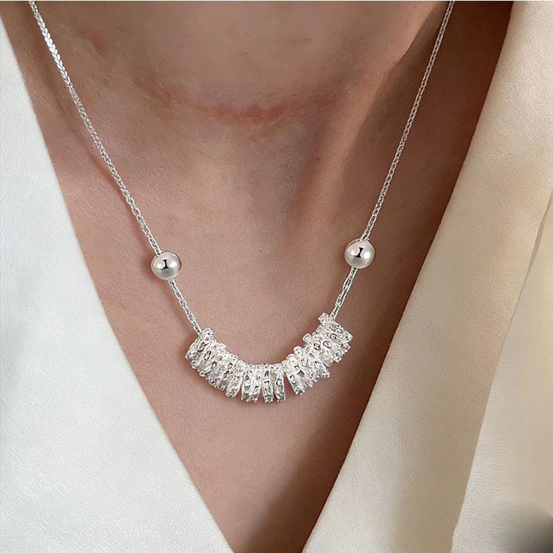 S925 Sterling Silver Necklaces For Women Simple Minimalist Pendant Necklaces Cross Ball Circle Necklace Birthday Gift
