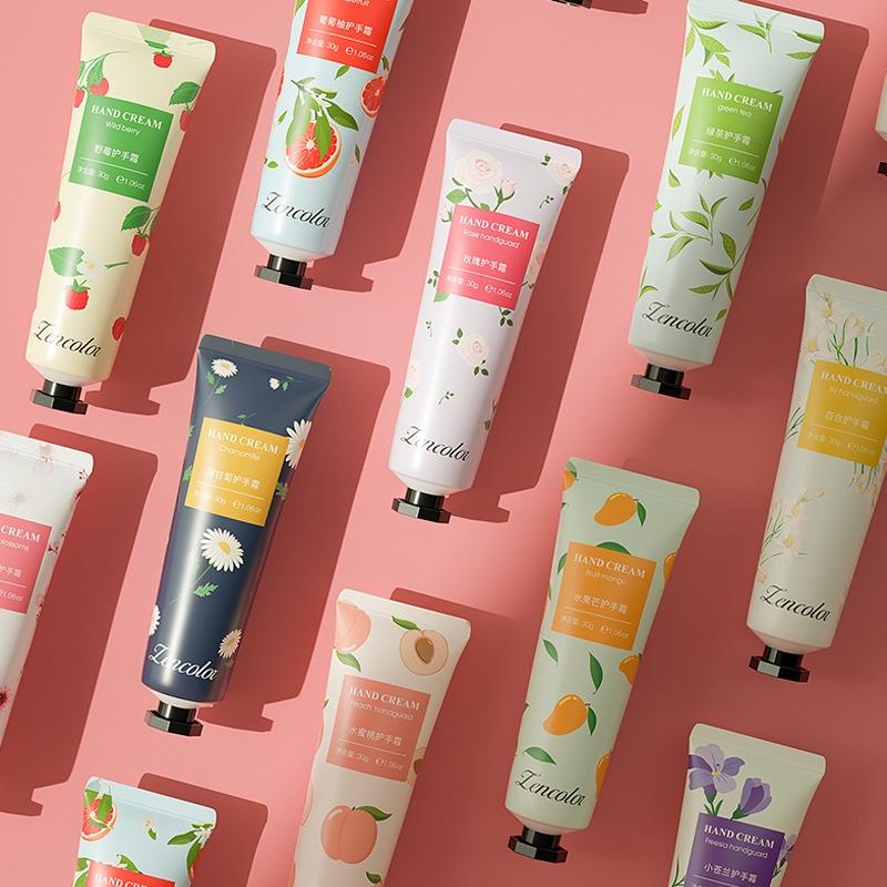 Kamille-Handcreme-Set, feuchtigkeitsspendende, feuchtigkeitsspendende, nährende Handcreme, Four Seasons, zarte weiße Handcreme, 10 Geschmacksrichtungen, Fruchtduft