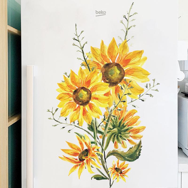 Painted Sunflower Wall Stickers Living Room Sofa Background Decoration Bedroom Home Decor Wall Beautification Stickers Wallpaper
