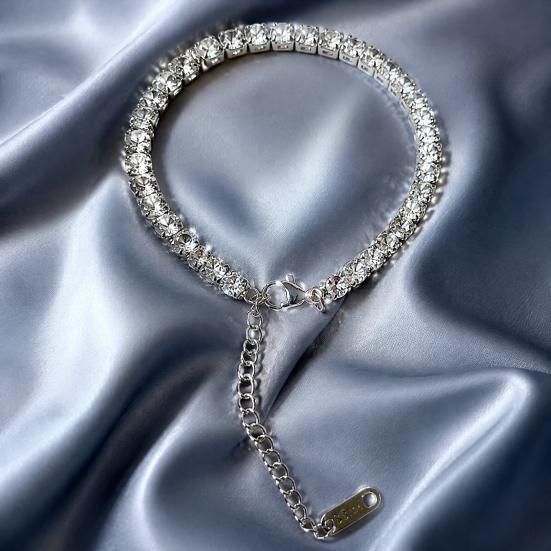 Rhinestone Ankle Bracelet 4mm Cubic Zirconia Classic Tennis Bracelet, Adjustable Anklet Boho Style for Women, Hypoallergenic Dainty Foot Jewelry