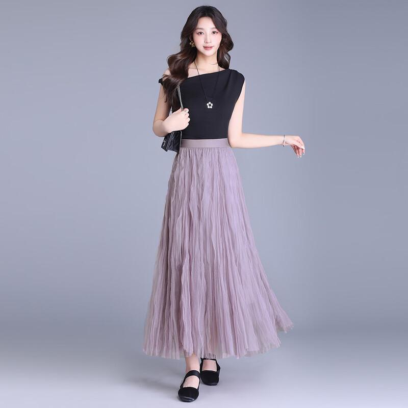 

Women s Sweet A-line High-Waisted Mesh Skirt M