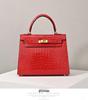 Matte Crocodile Pattern Genuine Leather Kelly Bag - Versatile Handbag, Shoulder, and Crossbody Style