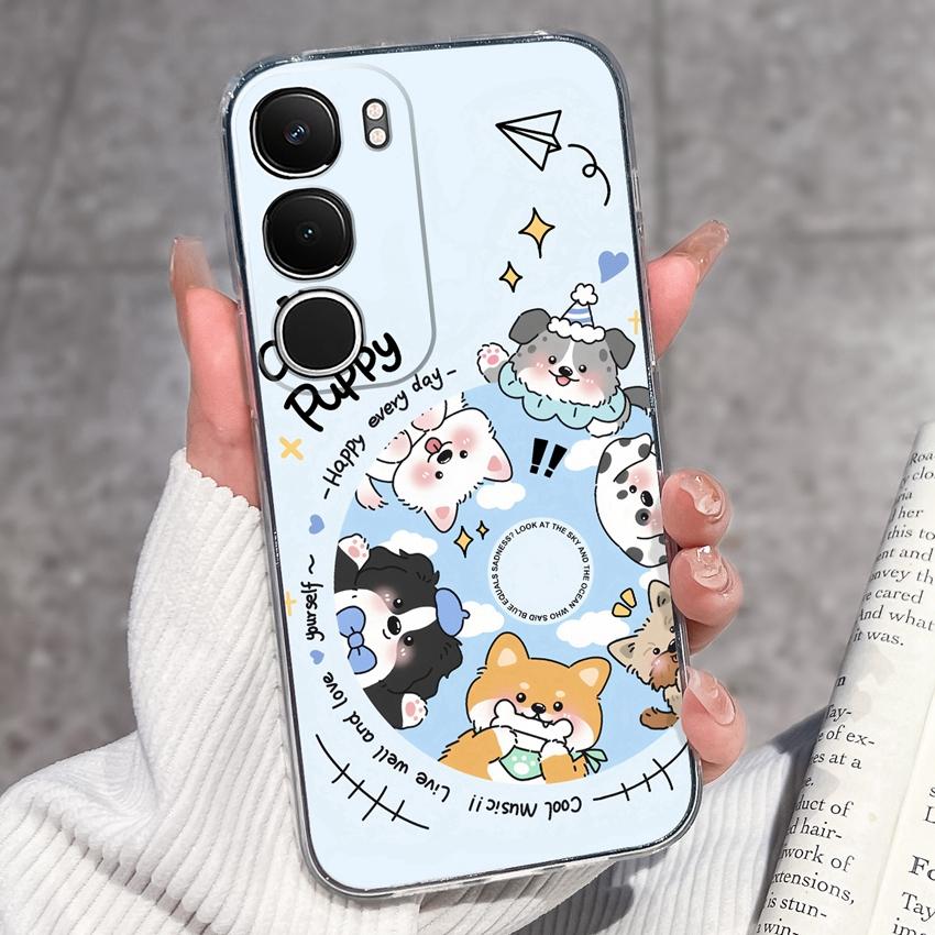 Cute Casing For Vivo Y19s Y19 Y17s Y17 Y16 Y15 Y13 Y12 Y11 Phone Covers Cute Penguin Frog Housing Clear TPU Non Slip Silicone Soft Shell For Vivo Case
