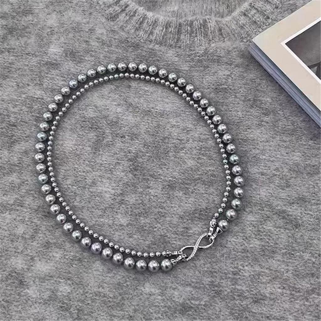 Tooxika Luxury Elegant Temperament 8 Word Ring Buckle Detachable Multi-wearing Pearl Necklace Collarbone Chain Jumper Chain