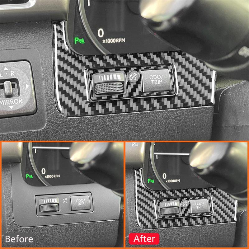 2PCS For Lexus LX 2008-2015 Carbon Fiber Auto Trument Panel Left Right Button Knob Cover Frame Decoration Interior Sticker