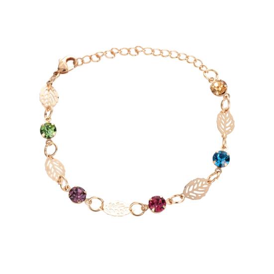 

Женщины полые листья растения шаблон горный хрусталь браслет ювелирный декор