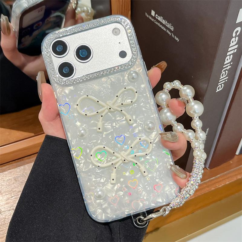 Laser Polka Dot Bow iPhone 14/13 Case - Anti-Fall Cover for Apple Pro Max
