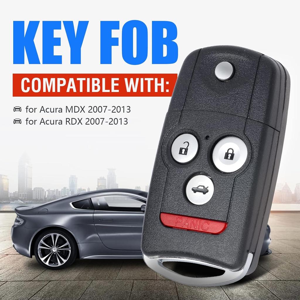 Car Key Fob Keyless Entry Remote Replacement for Acura MDX/RDX 2007 2008 2009 2010 2011 2012 2013 FCC ID:N5F0602A1A P/N:35111-STX-316 4 Buttons