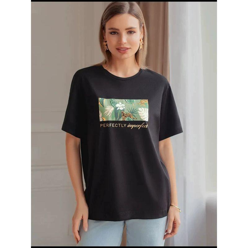 Loose Printed T-shirt Western Style New Fashion Loose Casual Print Short sleeve Cotton T-shirt Top