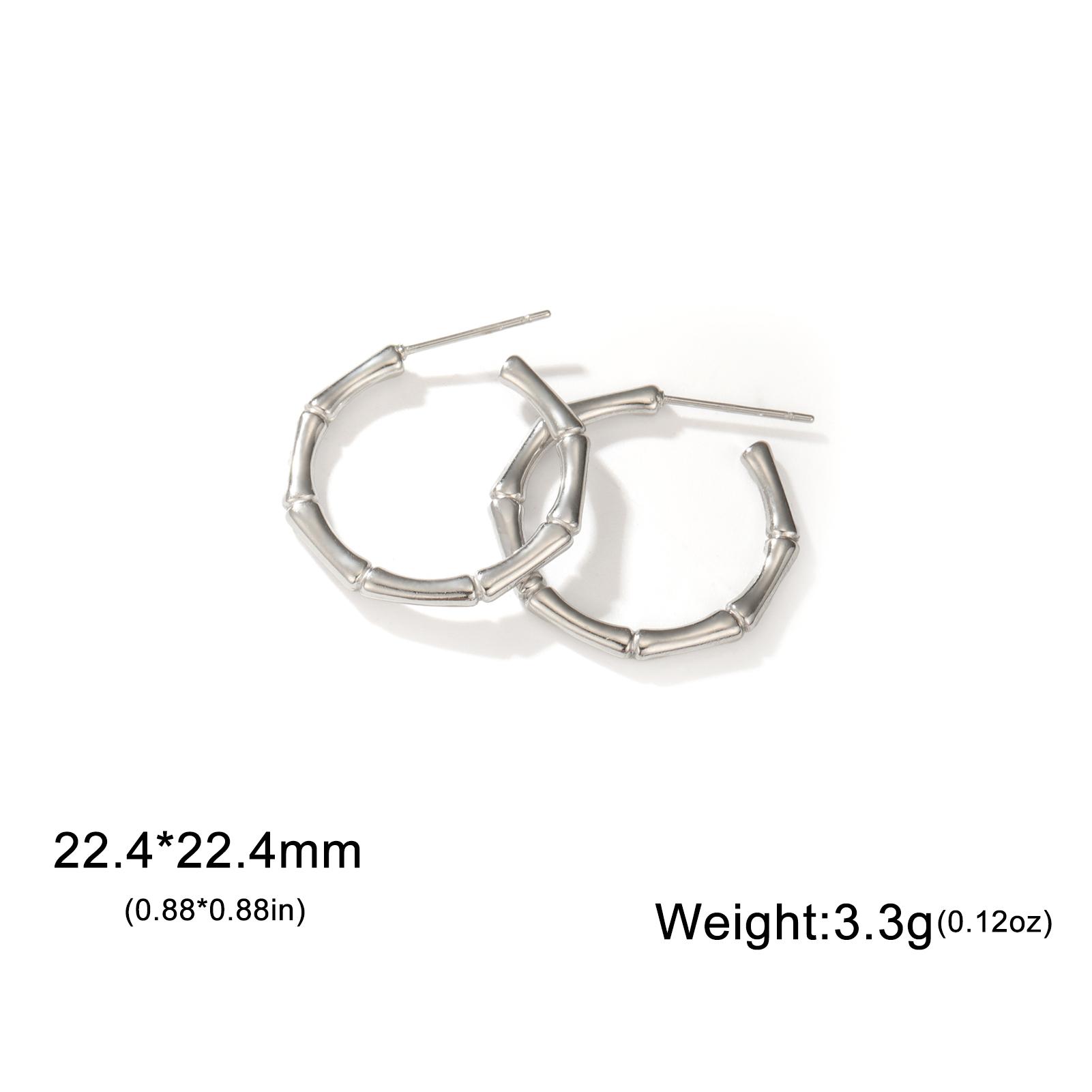 

Cazador Stainless Steel Bamboo Joint Hoop Earrings for Women Girls Trendy Round Drop Earrings Jewelry 2026 Valentine Gift New