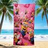 1Pc Pink Minions Party Beach Towel Quick Dry Multiuse For Beach Pool Gym Yoga Home Travel Christmas Halloween Xmas Gift S1212