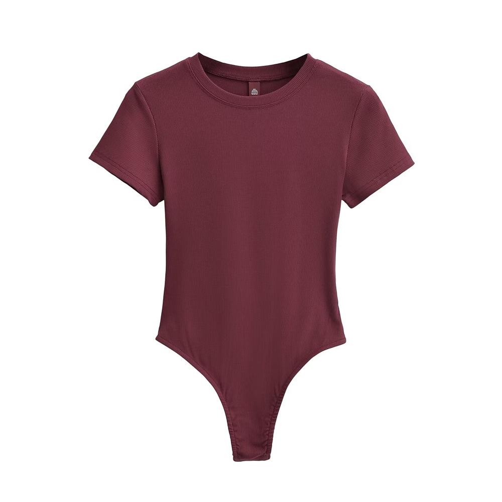 

YPFF Модный женский уличный стиль Круглый вырез Облегающий Боди Топ с короткими рукавами и кнопками Small