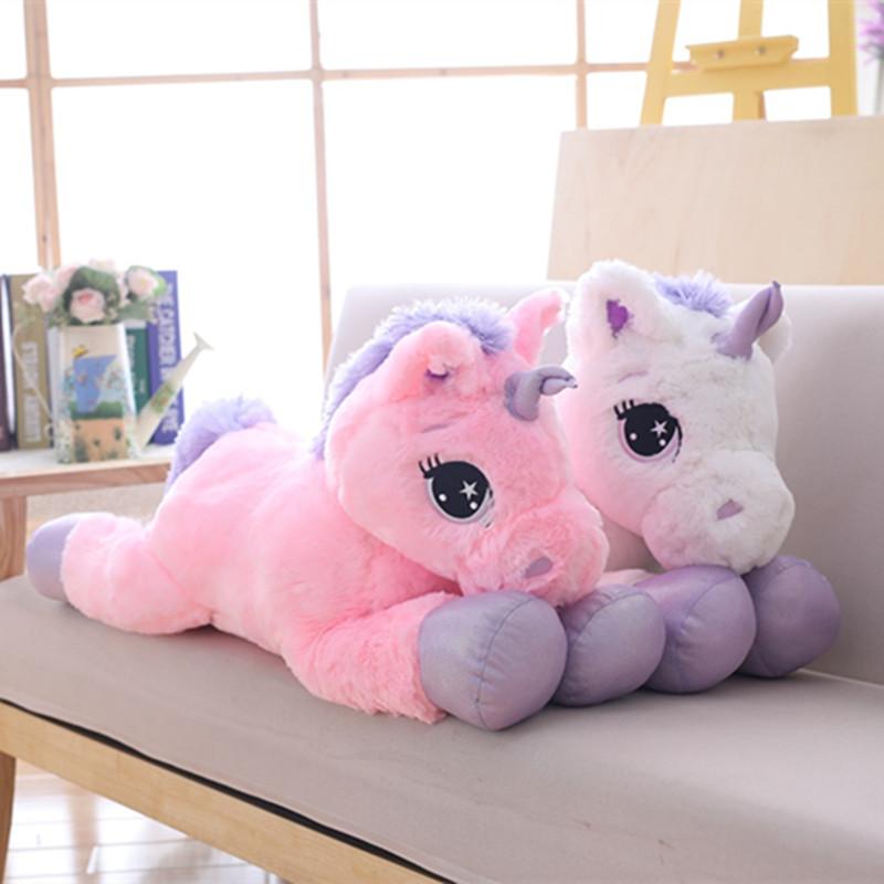 Giant Size 110/60Cm Kawaii Unicorn Plush Toy Soft Stuffed Popular Cartoon Doll Animal Horse Toys For Children Girls