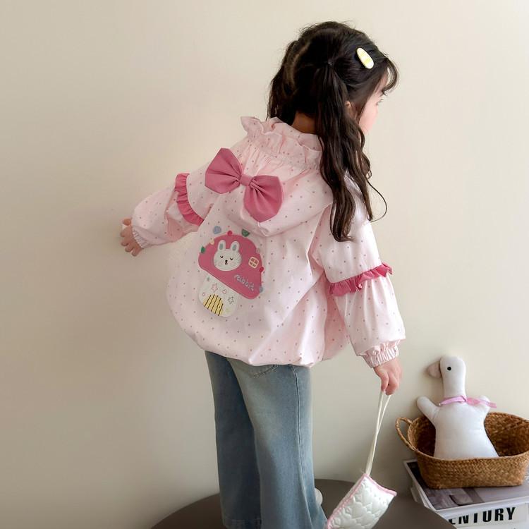 Girls  Fashionable Bow Hooded Jacket 2025 - Casual Outerwear for Little Girls 130 cm