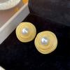 Punk Warp Round Big Ball Metal Stud Earrings For Women Classic Vintage Gold Color Pierced Earrings Steampunk Jewelry