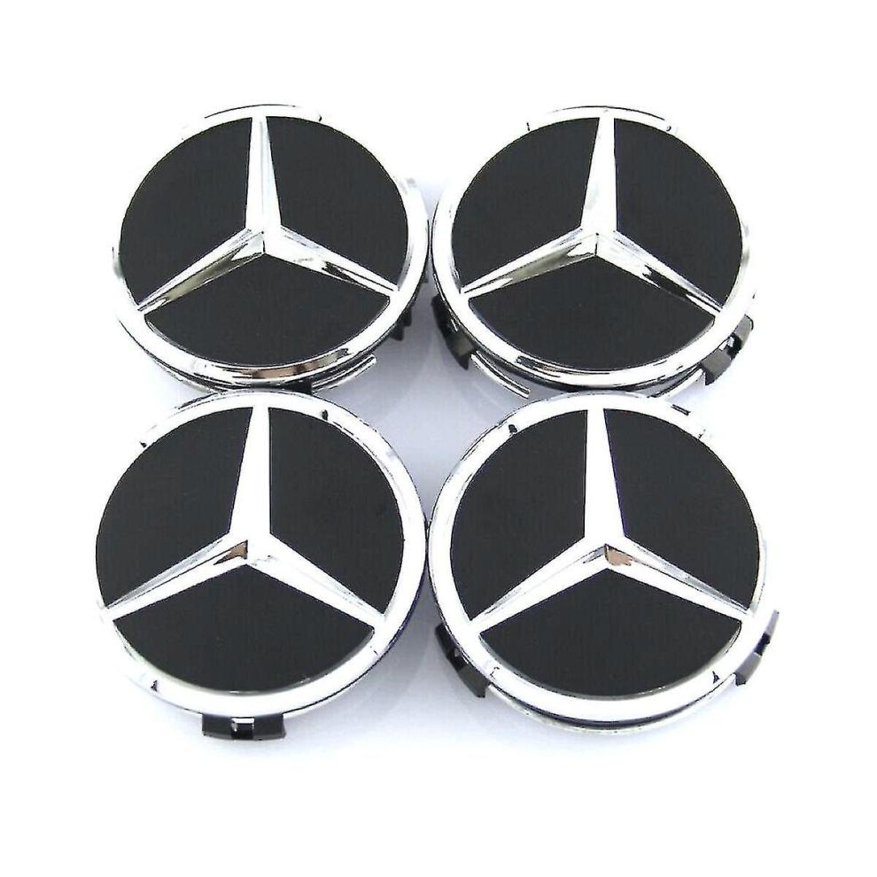 Black/silver Mercedes Benz Wheel Center Caps Hub Badges 60mm 4 Pcs For W202 W203 W204 W208 W210 W220 W221