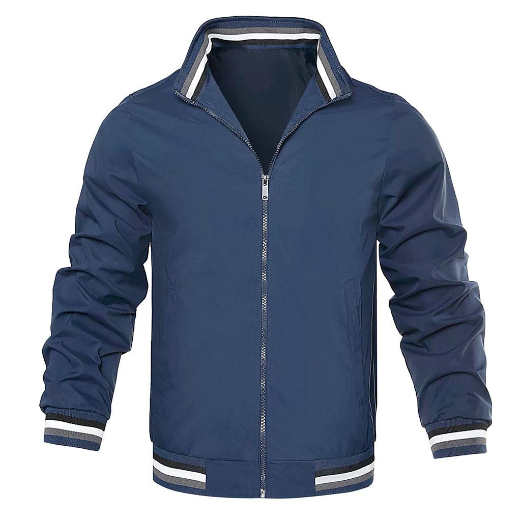 Men Casual Sports Jacket Spring Autumn Solid Color Breathable Windproof Waterproof Zipper Thin Coat Stand-up Collar Jackets