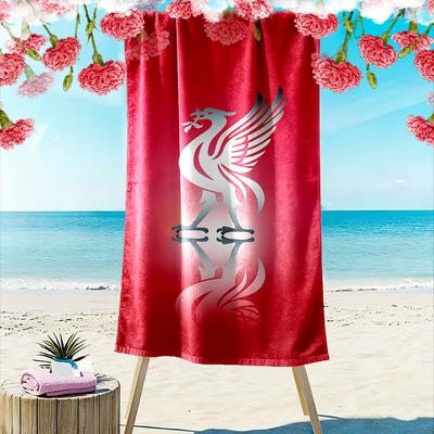 Silver Bird Design On Red Beach Towel Quick-drying for Travel Outdoor Sports Jogging Beach and Swimming