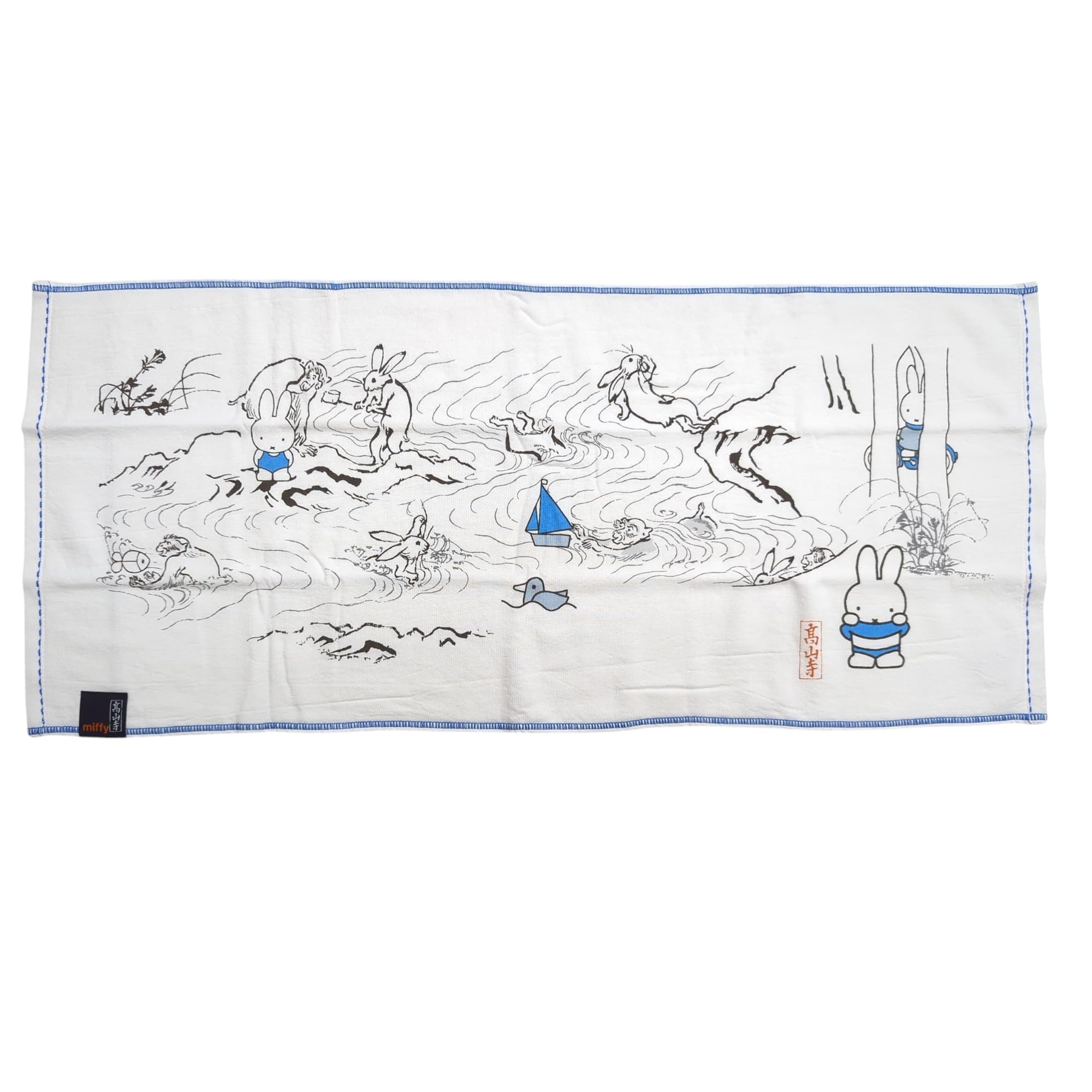 

Marimo Craft Miffy x Choju Giga Face Playing in the W900xH340mm Towel, River, Approx. DBC-231