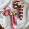 Bowknot Hanging Cartoon Christmas Tree Decorations Fabric Bell Bow Hanging Ornament Red White Holiday Decor Festive Decoration