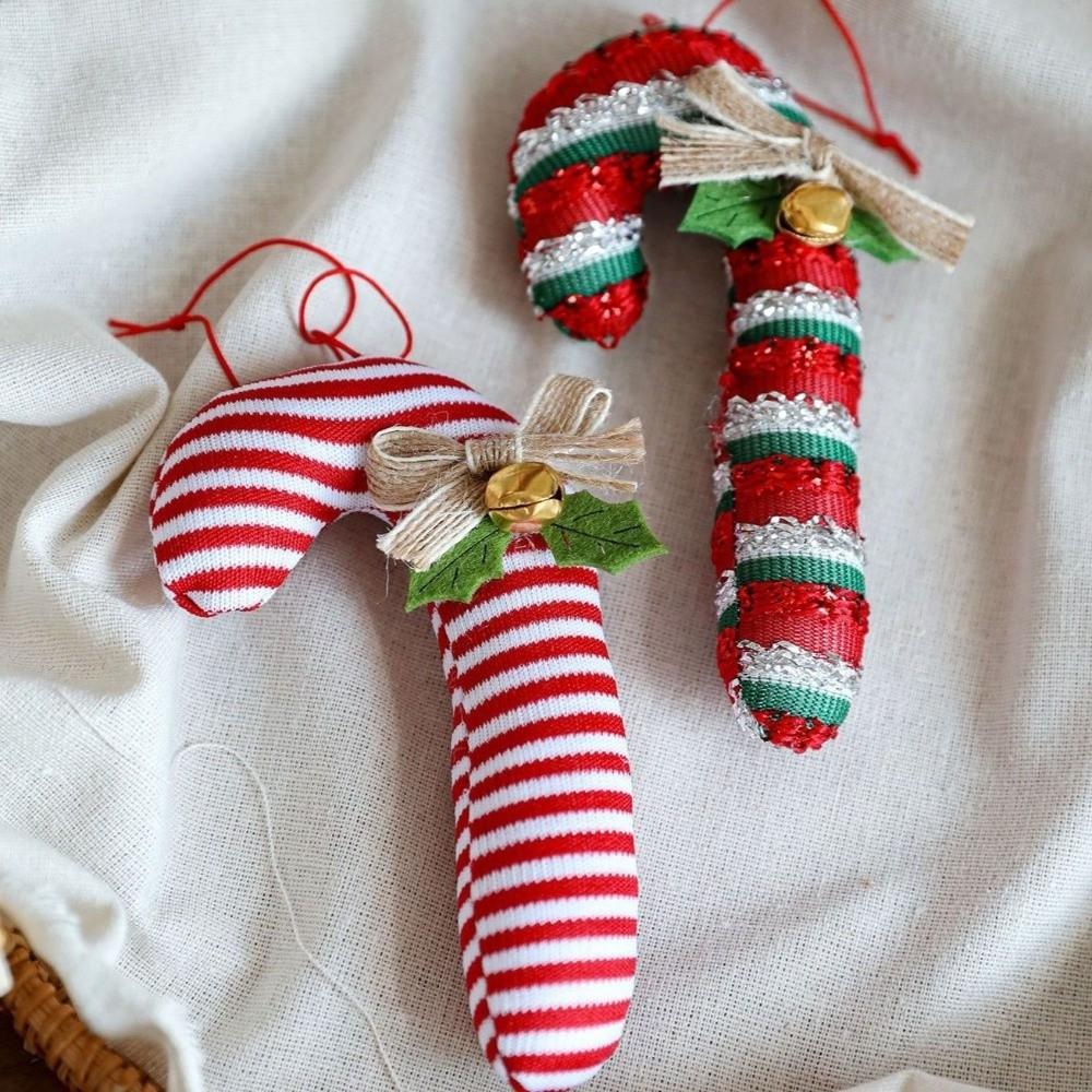 Bowknot Hanging Cartoon Christmas Tree Decorations Fabric Bell Bow Hanging Ornament Red White Holiday Decor Festive Decoration