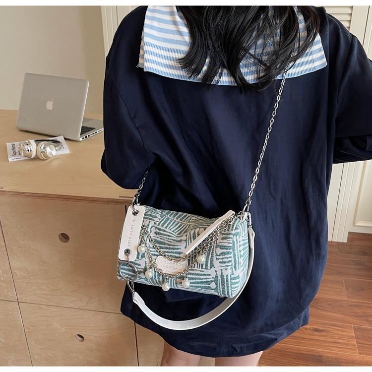 Canvas Bag Women's Summer Versatile New Fashion Niche Chain Shoulder Messenger Bag Casual Pillow Bag