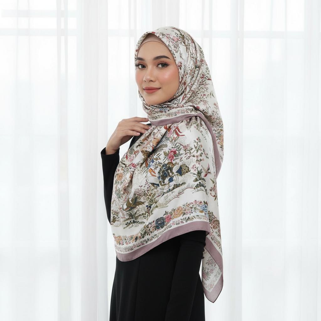Fashion Soft Satin Muslim Hijab Handscarf Long Shawl Luxury Design Floral Printing Women'S Smooth Ramadan Headband 180*85Cm