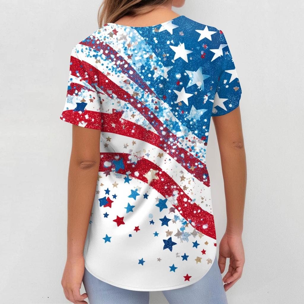 Dámská móda Tištěné overaly s krátkým rukávem a kapsami Horní díl Oblečení