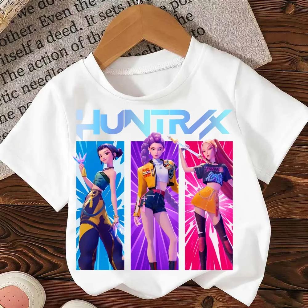 Kpop Demon Hunters Cartoon Tee Shirt Harajuku Cool Kids T-shirts Summer Tops Saja Boys Clothes