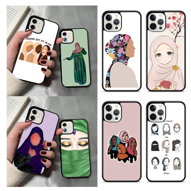 Muslim Islamic Eyes Arabic Hijab Girl Phone Case For iPhone 17 Air 13 12 Cover For Apple 14 15 16 Pro Max Plus SE