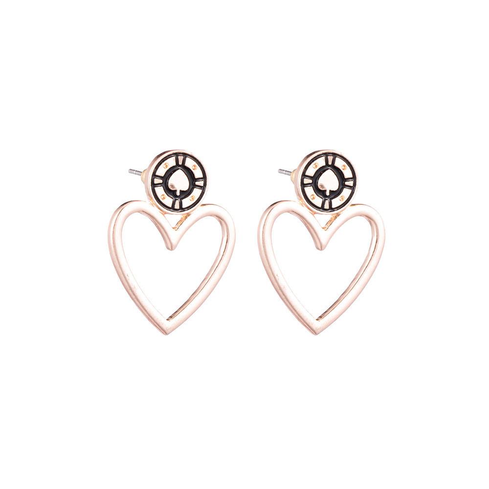 Gold Modern Rose Heart Fashion Earrings With Plated Alloy For Street Style