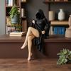 Mysterious Masked Lady Statue Desktop Ornament Resin Figurine for Women Desk Fireplace Shelf Mantel Table Entryway Decor
