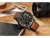 CURREN M8244 Men's Six-Hand Quartz Watch, Sporty Waterproof Design with Genuine Leather Strap and Single Calendar.