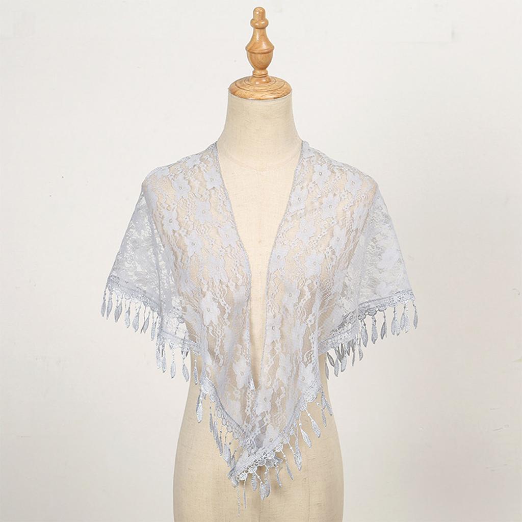 Elegant Lace Shoulder Wrap Triangular Scarf With Tassels And Flower Pattern For Women Great For Weddings And Travel